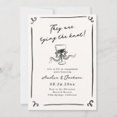 おとぎ話のような手描きエンゲージメントパーティー 招待状 (正面)