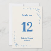 おとぎ話のような手描き5x7結婚式テーブルナンバーサイン 招待状 (裏面)