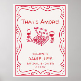 おとぎ話のような手描き That's Amore ウェディングシャワー ポスター