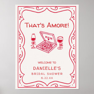 おとぎ話のような手描き That's Amore ウェディングシャワー ポスター