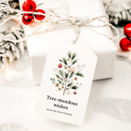 おとぎ話のような水彩クリスマスツリーのパーソナライズギフト ギフトタグ