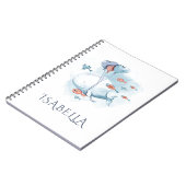 おとぎ話のような水彩画のクジラと魚のカスタマイズギフト ノートブック (左側)