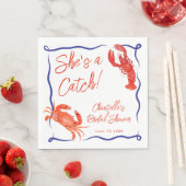 おとぎ話のような 彼女はキャッチ レッド コー​​スタル ブライダルシャワー スタンダードランチョンナプキン (インサイチュ)