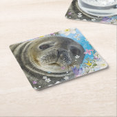 おとぎ話のアシカ海の花 スクエアペーパーコースター (アングル)