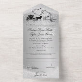 おとぎ話のウェディングカーシルバーグレーオールインワン オールインワン招待状 (内側)