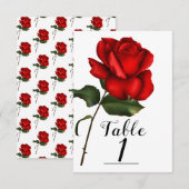 おとぎ話のウェディング ストーリーブック 赤いバラのテーブルナンバー 招待状 (正面/裏面)