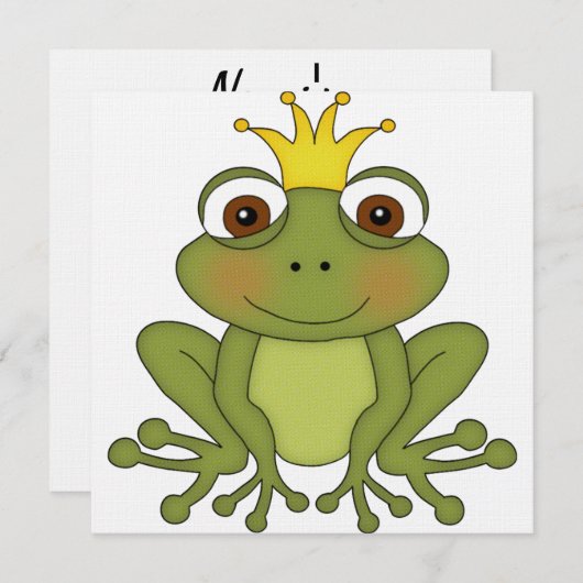 おとぎ話のカエルの王子と王妃 招待状 (正面/裏面)