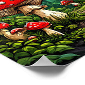 🍄 おとぎ話のキャラクターキノコの魔法の森  ポスター (角)