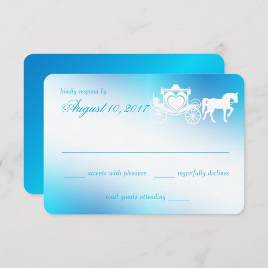 おとぎ話のキャリッジのクジャク青い応答 出欠カード (正面/裏面)