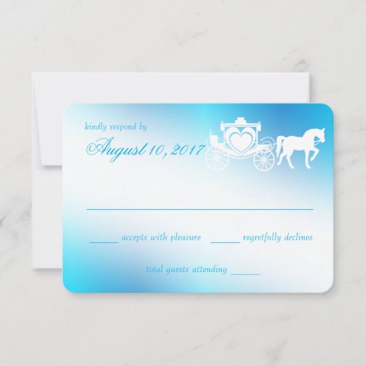 おとぎ話のキャリッジのクジャク青い応答 出欠カード (正面)