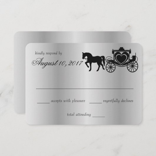 おとぎ話のキャリッジのピーコックシルバー応答 出欠カード (正面/裏面)