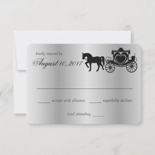 おとぎ話のキャリッジのピーコックシルバー応答 出欠カード (正面)