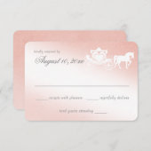 おとぎ話のキャリッジ赤面ピンクの応答カード 出欠カード (正面/裏面)