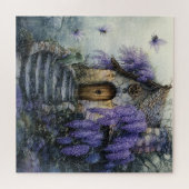 おとぎ話のコテージと紫の藤 ジグソーパズル (横)