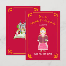 おとぎ話のストーリー 女の子の誕生日パーティー サンキューカード
