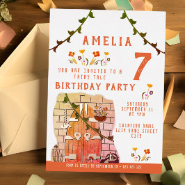 おとぎ話のドアの女の子の誕生日パーティー ゴールド 箔招待状