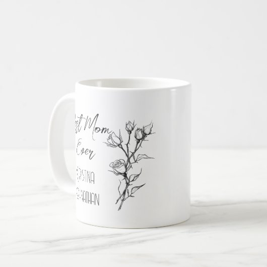 おとぎ話のバラ白黒の母親の日 コーヒーマグカップ (正面左)