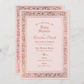 おとぎ話のバラ金ゴールドベビーシャワー 招待状 (正面/裏面)