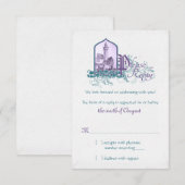 おとぎ話のパープル ティール 城 ウェディング RSVP (正面/裏面)