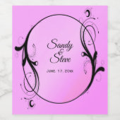 おとぎ話のピンクの名前と日付 ワインラベル (シングルラベル)