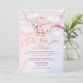おとぎ話のピンクユニコーンドリーム |バーチャルベビーシャワー 招待状 (スタンド正面)
