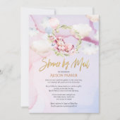 おとぎ話のピンクユニコーンドリーム |メールによるベビーシャワー 招待状 (正面)