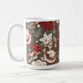 おとぎ話のファンタジーなクリスマスの飾り、フラワー コーヒーマグカップ