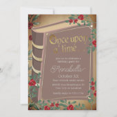 おとぎ話のブックカバーに赤いバラが飾られている 招待状 (正面)