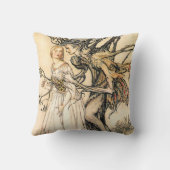 おとぎ話のプリンセスおよび木の小妖精や小人の枕 クッション (裏面)