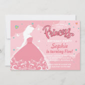 おとぎ話のプリンセスの誕生日パーティーの招待状 招待状 (正面)