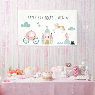 おとぎ話のプリンセスの誕生日パーティーウェルカム 横断幕