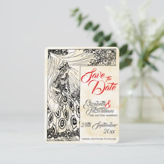 おとぎ話のプリンセスウェディング日付を保存 招待状 (スタンド正面)