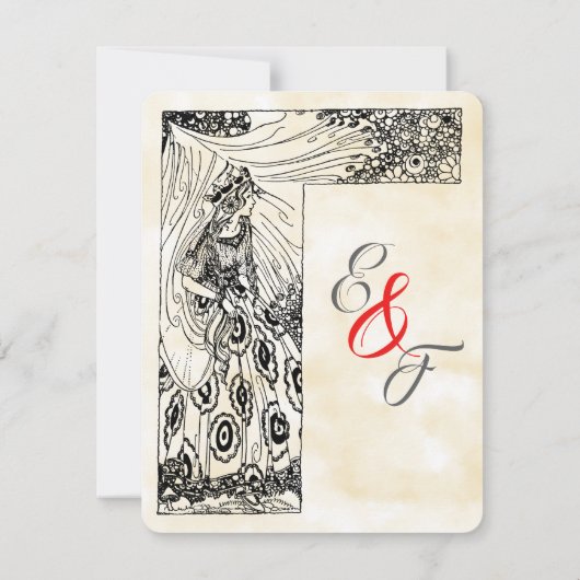 おとぎ話のプリンセスウェディング日付を保存 招待状 (裏面)