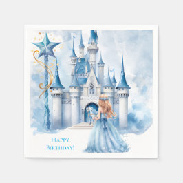 おとぎ話のプリンセス城の女の子の誕生日パーティー スタンダードカクテルナプキン