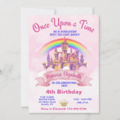 おとぎ話のプリンセス城の誕生日 招待状 (正面)