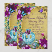 おとぎ話のプリンセス誕生日パーティー 招待状 (正面/裏面)