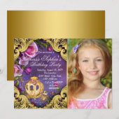 おとぎ話のプリンセス誕生日パーティー 招待状 (正面/裏面)