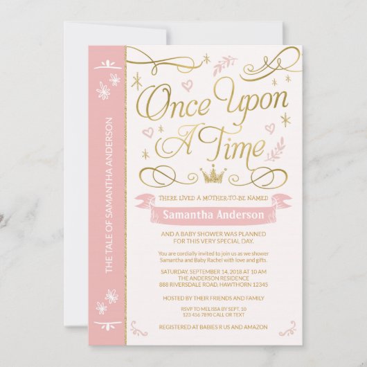 おとぎ話のベイビーシャワー プリンセスベイビーシャワー 招待状 (正面)