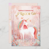 おとぎ話のユニコーンパーティー 招待状 (正面/裏面)