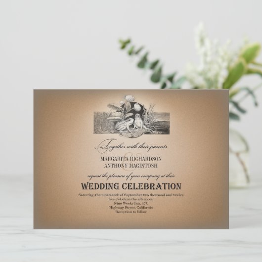 おとぎ話のロマンチックなヴィンテージ結婚式の招待状 招待状 (スタンド正面)