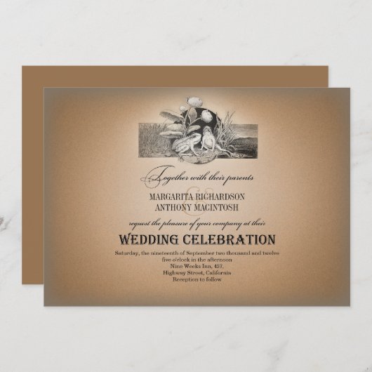 おとぎ話のロマンチックなヴィンテージ結婚式の招待状 招待状 (正面/裏面)