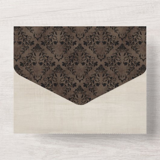 おとぎ話のロマンチックな主と女性の結婚巻物  オールインワン招待状 (裏面)