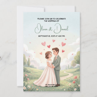 おとぎ話のロマンティックな結婚式の招待状 招待状