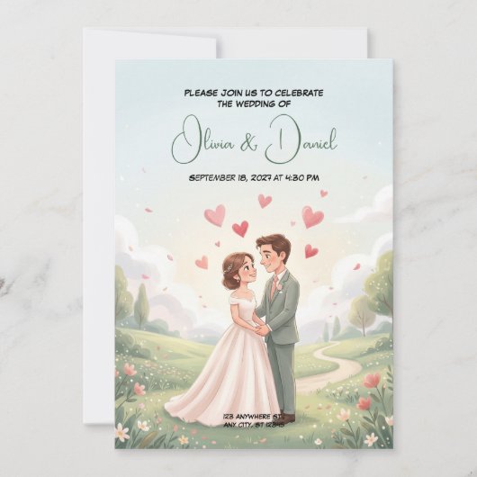 おとぎ話のロマンティックな結婚式の招待状 招待状 (正面)