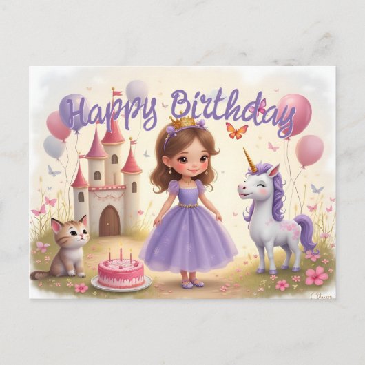 おとぎ話の世界の魔法の誕生日 シーズンポストカード (正面)