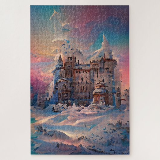 おとぎ話の世界，冬の城，雪の城，クリスマス ジグソーパズル (縦)