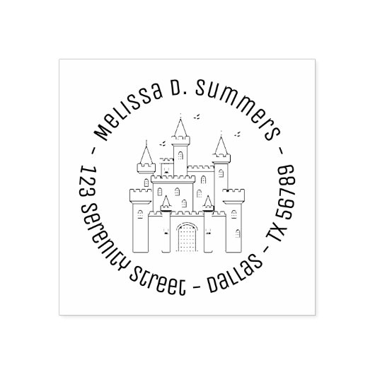 おとぎ話の中世王室の城丸アドレス ラバースタンプ (インプリント)