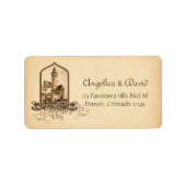 おとぎ話の中世結婚城の差出人住所 ラベル (正面)