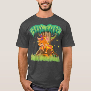 おとぎ話の動物の赤いパンドコーンマジカルユニコーン Tシャツ