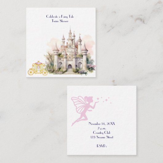 おとぎ話の双子の赤ちゃんシャワー エンクロージャーカード (正面/裏面)